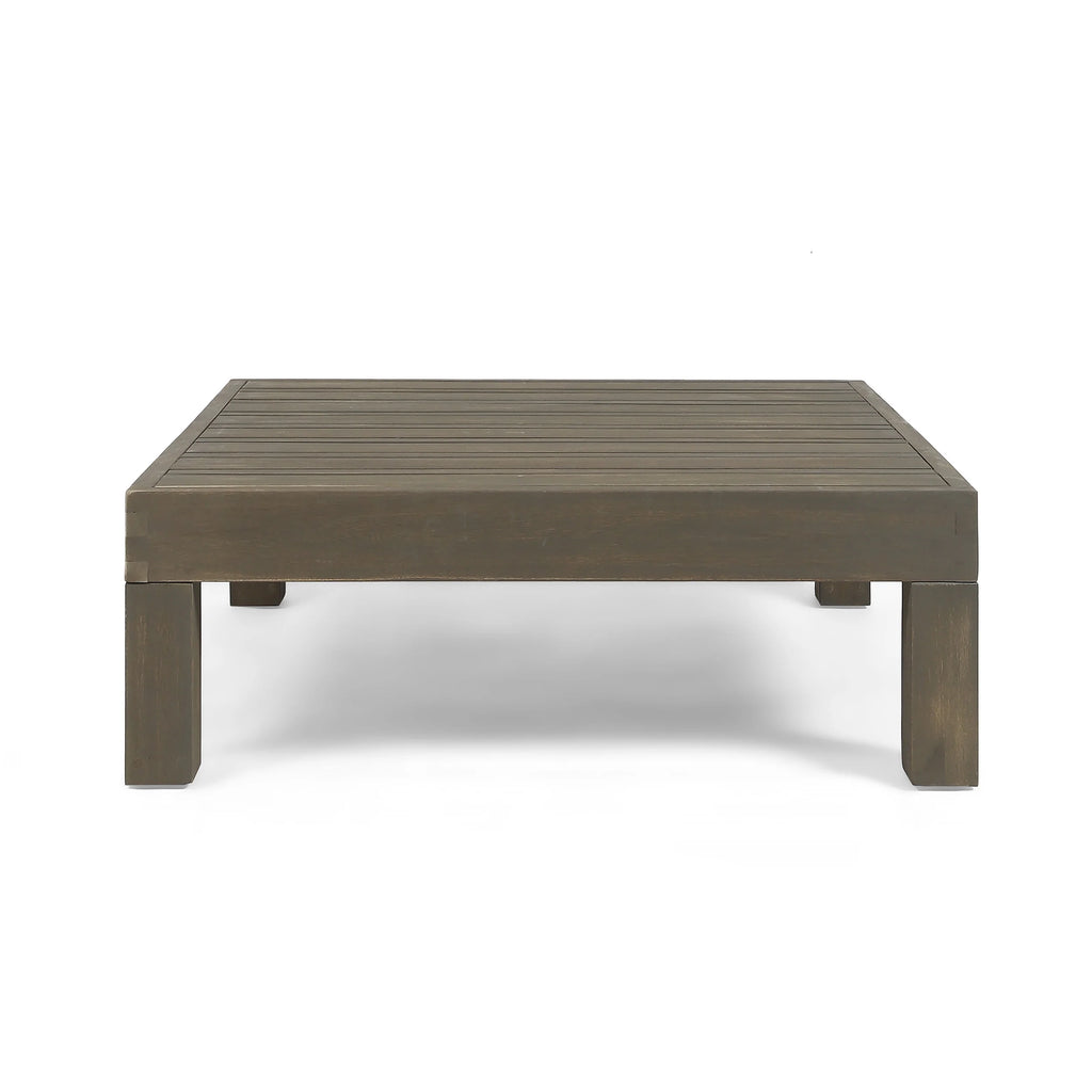 Gray and White Acacia Wood Sectional Loveseat with Coffee Table O300