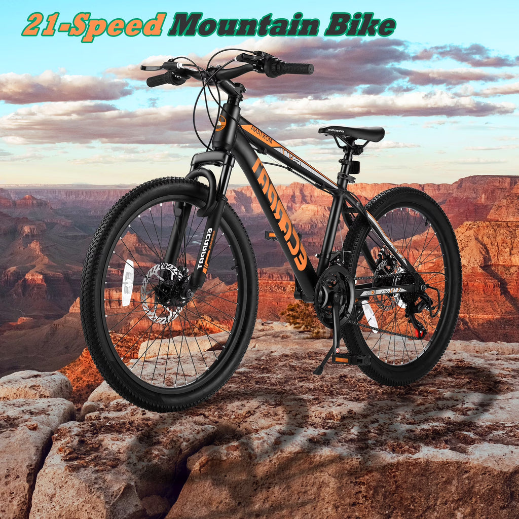 Orange 24in Mountain Bike Aluminium Frame 21-Speed U933