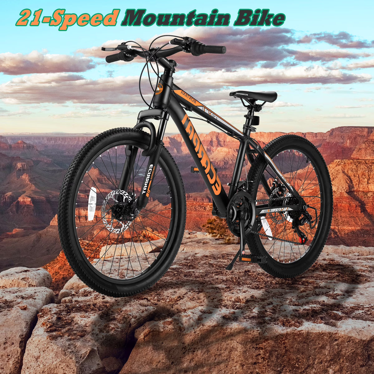 Orange 24in Mountain Bike Aluminium Frame 21-Speed U933