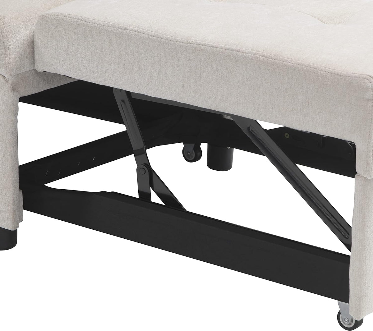 Beige Folding Ottoman Sleeper Sofa Bed T6652