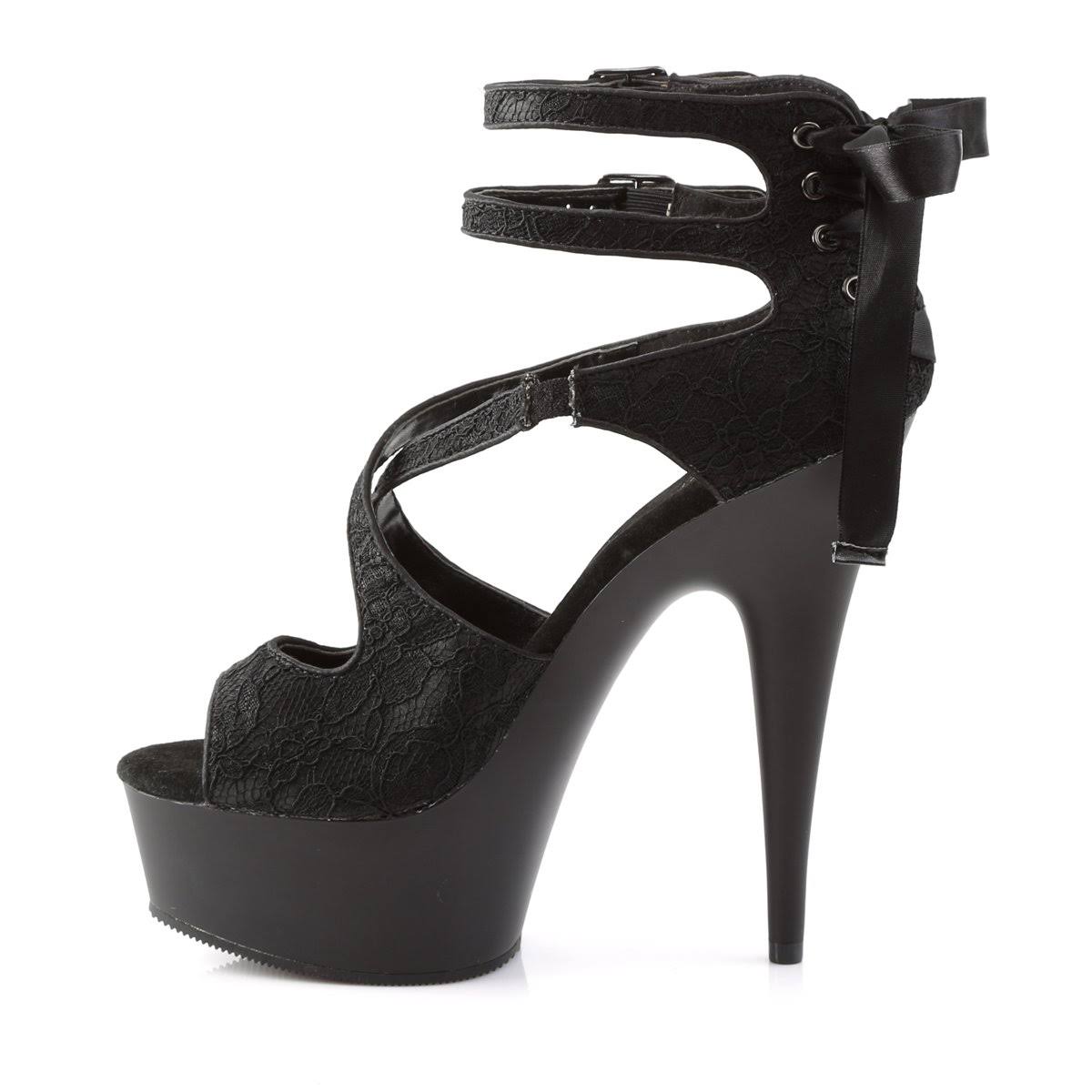 Red Satin-lace Black Matte Heels S579548