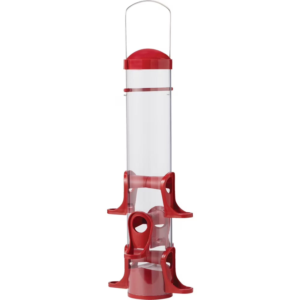 Red Plastic Tube Bird Feeder S672311