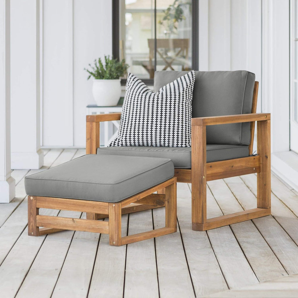 4 Piece Acacia Wood Outdoor Chat Set with Glass Top Coffee Table X55327