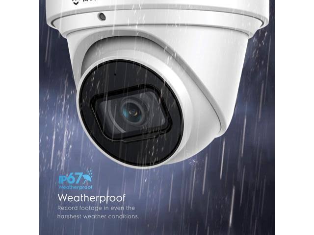 4K Outdoor Security IP Turret PoE Camera, 98ft Nightvision, 2.8mm Lens, IP67 Weatherproof Z882039