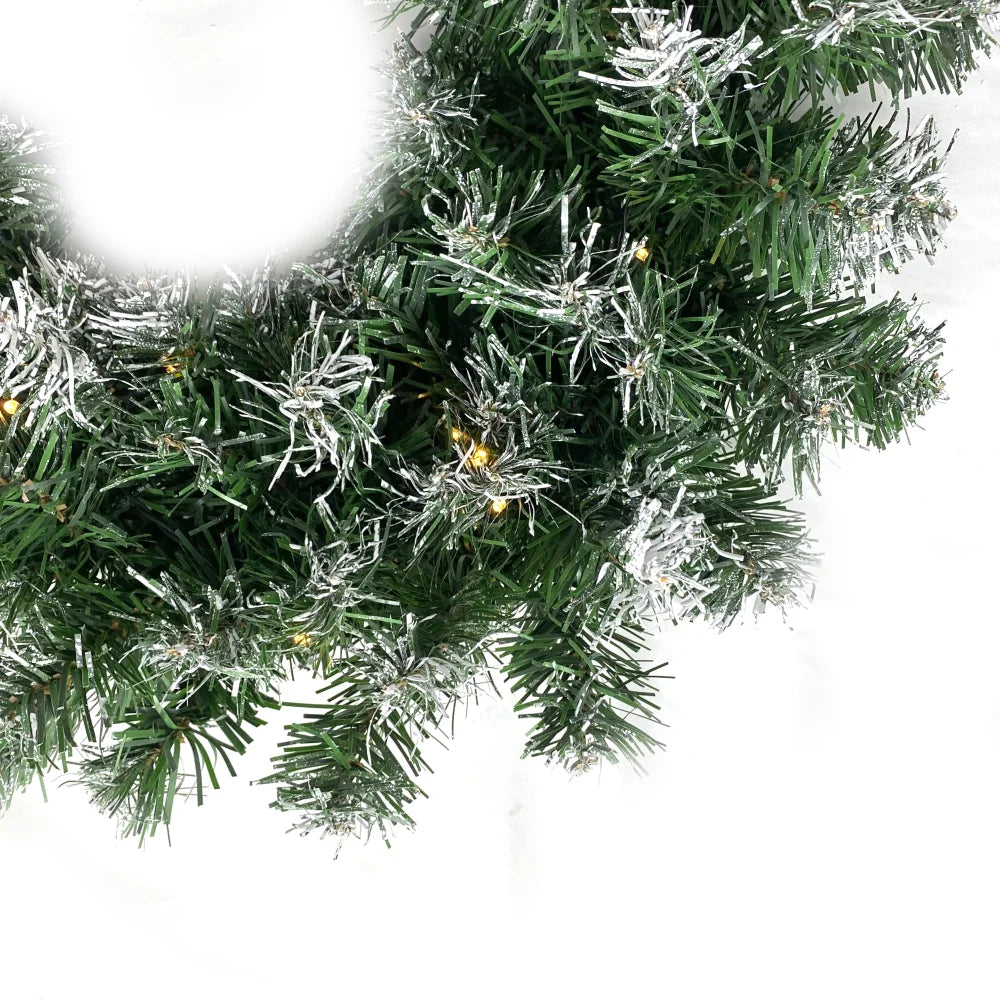 18ft Snow Flocked Christmas Garland with 50 LED Lights and Timer H514