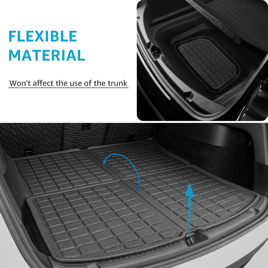 Tesla Model Y Floor Mats 5-Seat TPE Full Set Liners All Weather Front Rear Trunk Cargo Liner Q3798