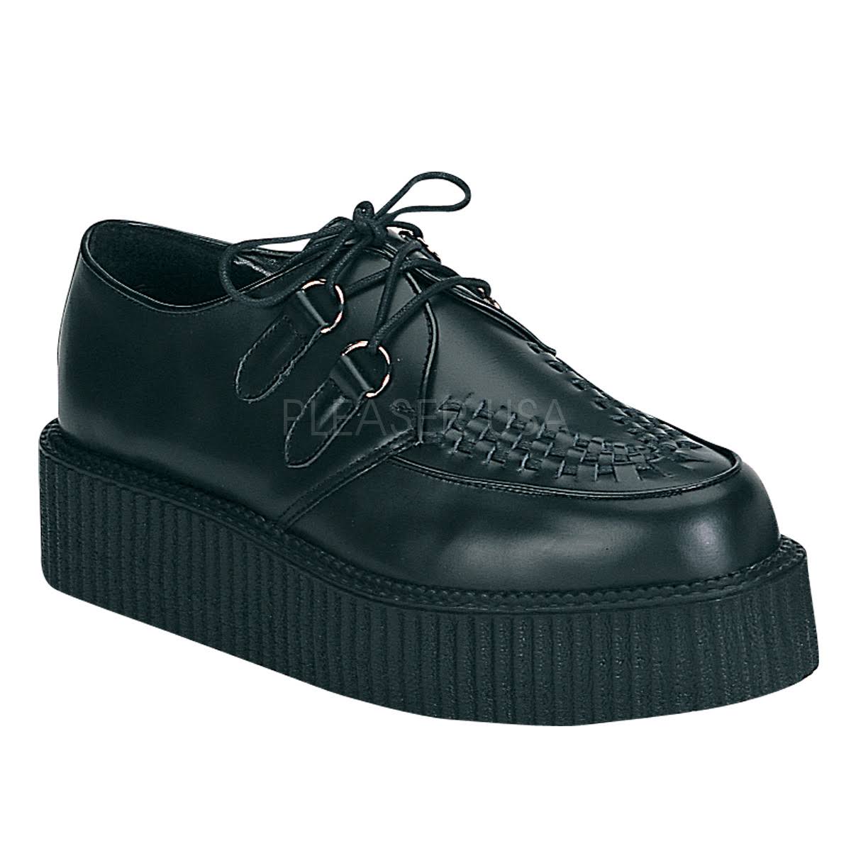 Black Leather Creeper Shoes V15007