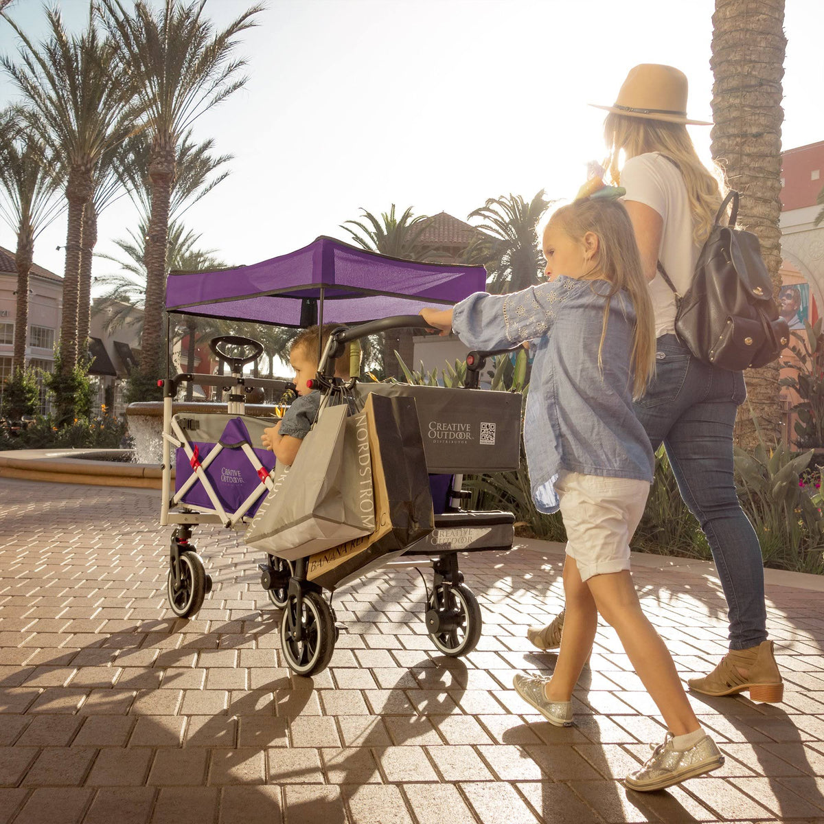 Purple Folding Wagon Stroller with Canopy I326