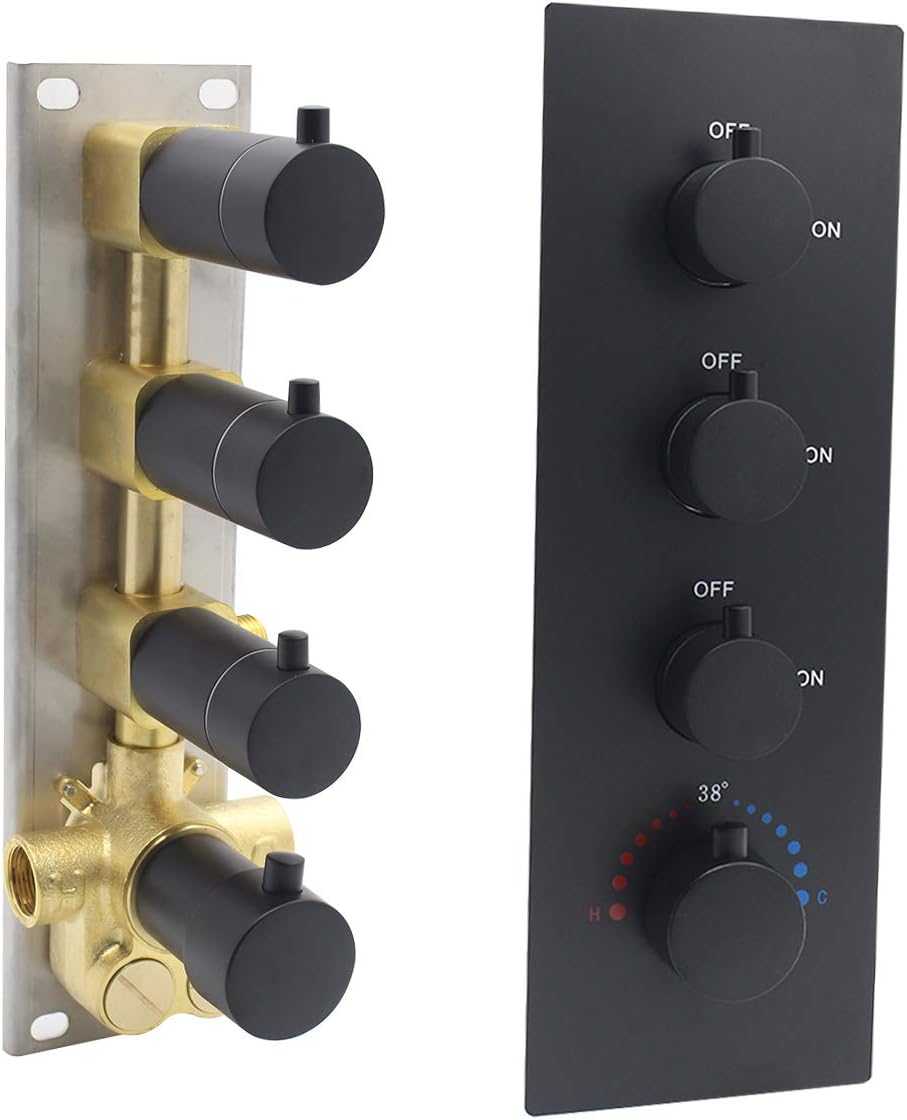 4 Outlet Thermostatic Shower Diverter Mixer Valve in Chrome Y55260