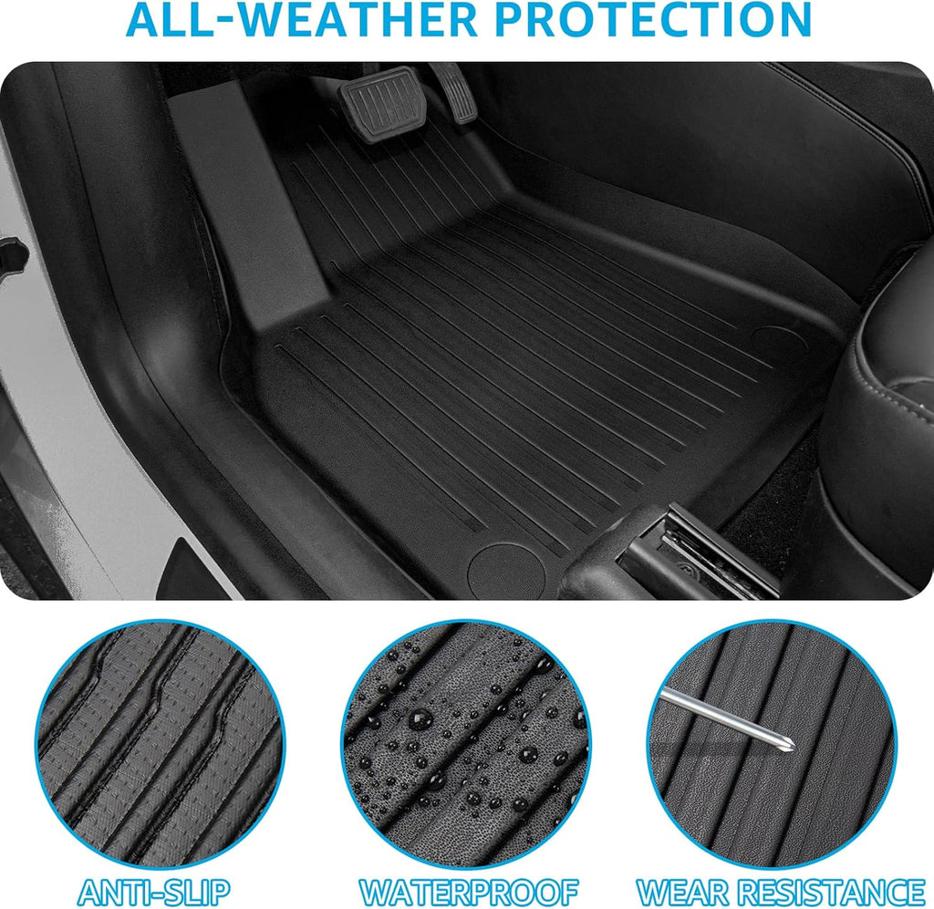 Tesla Model Y Floor Mats 5-Seat TPE Full Set Liners All Weather Front Rear Trunk Cargo Liner Q3798
