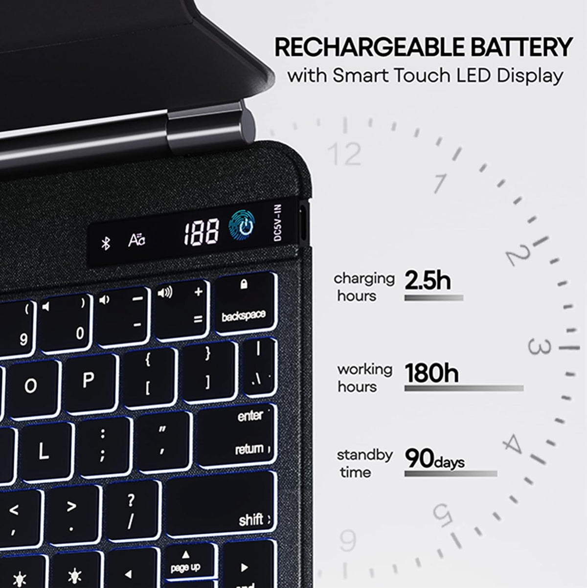 Magic iPad Keyboard Case with Trackpad Bluetooth Backlit Folio Leather H4257