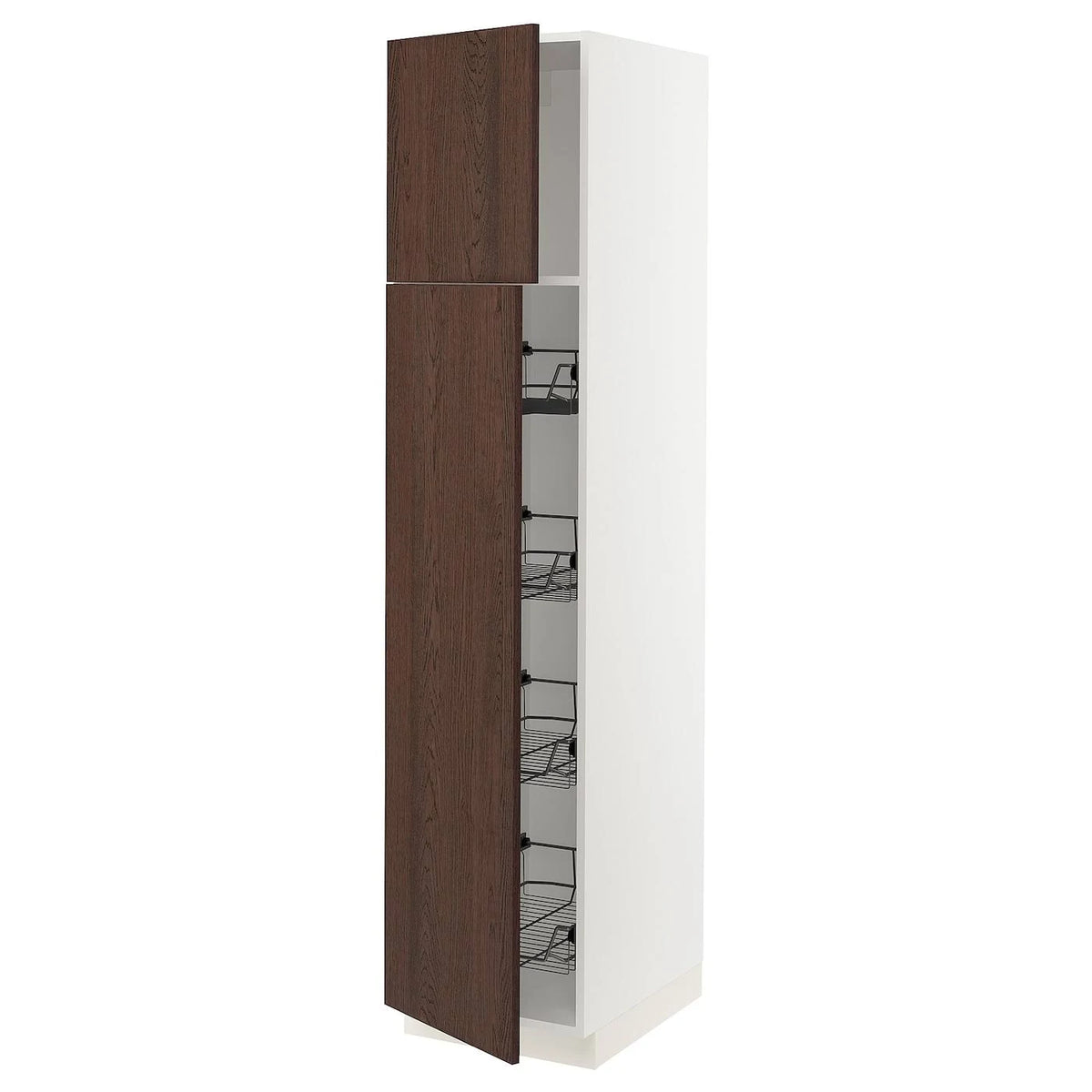 White High Cabinet with Door and Wire Baskets D76914