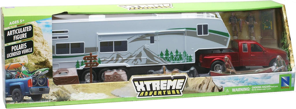 Die Cast Pick Up Truck with Camper Trailer and Accessories J426