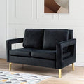 Black Velvet Square Arm Loveseat F907