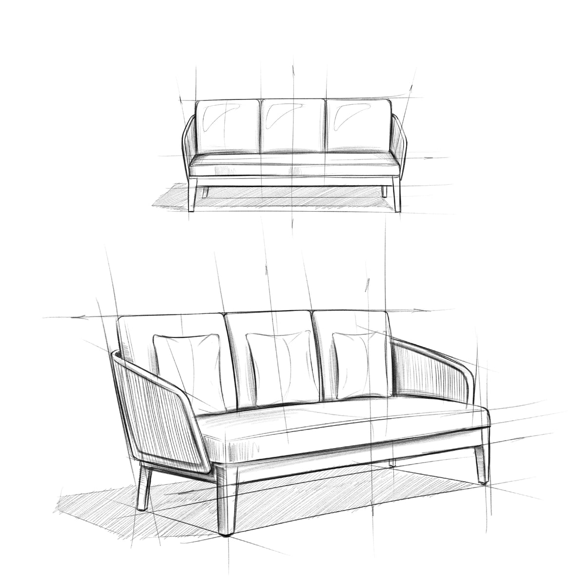 Gray Sand Drift Polyester Outdoor Sofa C851