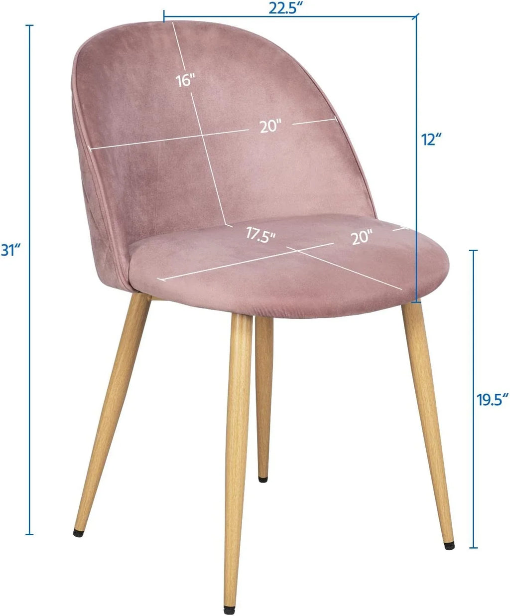 Pink Velvet Accent Chairs with Metal Legs, Set of 2 B98449