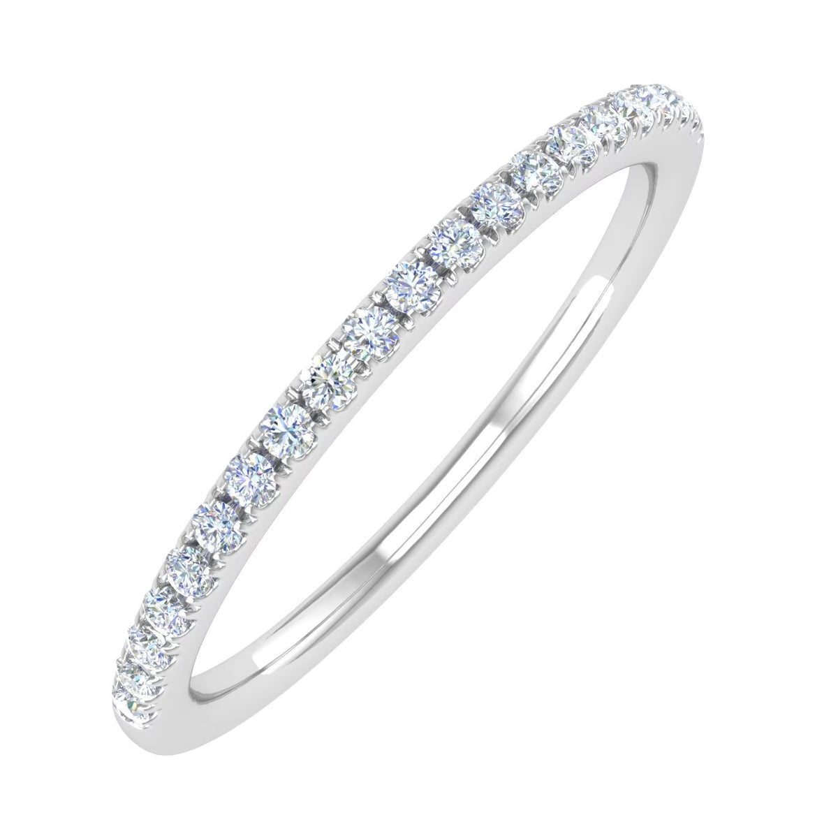14K White Gold Half Eternity Diamond Wedding Band Ring H97687