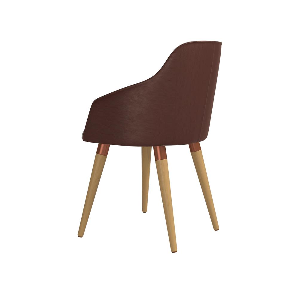 Brown Fabric Leather Accent Chair Set of 2 K589