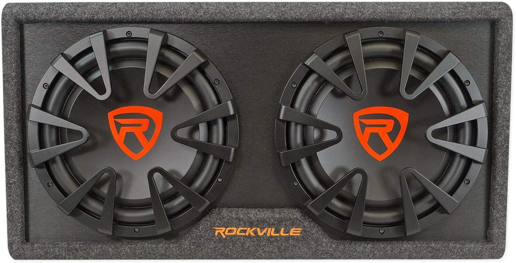 Dual 12 inches Slim Vented Powered Car Subwoofer Enclosure 2000 Watt W6671