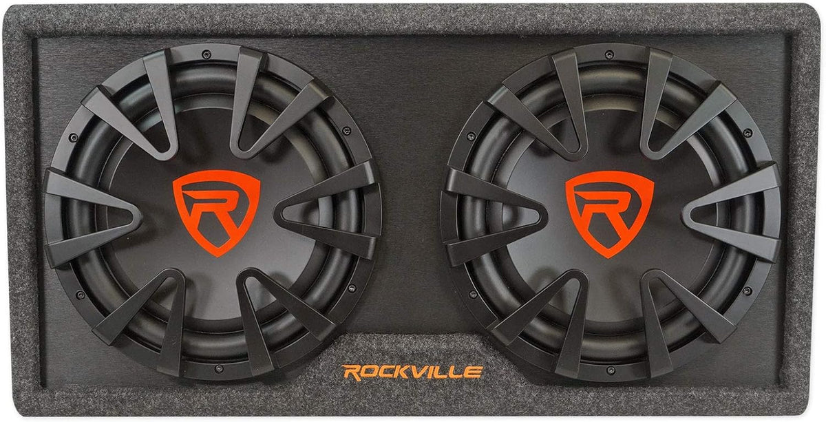 Dual 12 inches Slim Vented Powered Car Subwoofer Enclosure 2000 Watt W6671