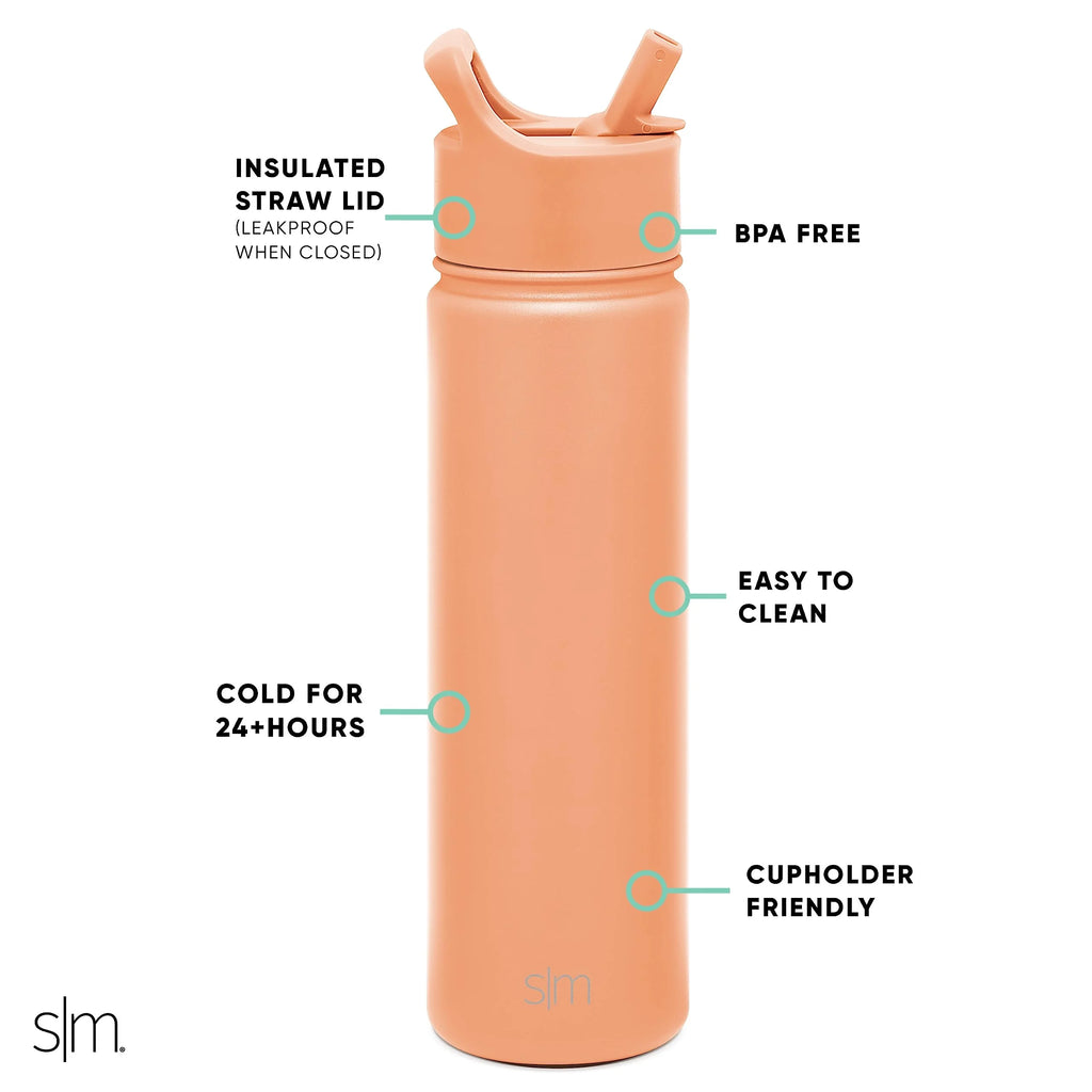 22oz Vacuum Insulated Stainless Steel Water Bottle with Straw Lid M736220