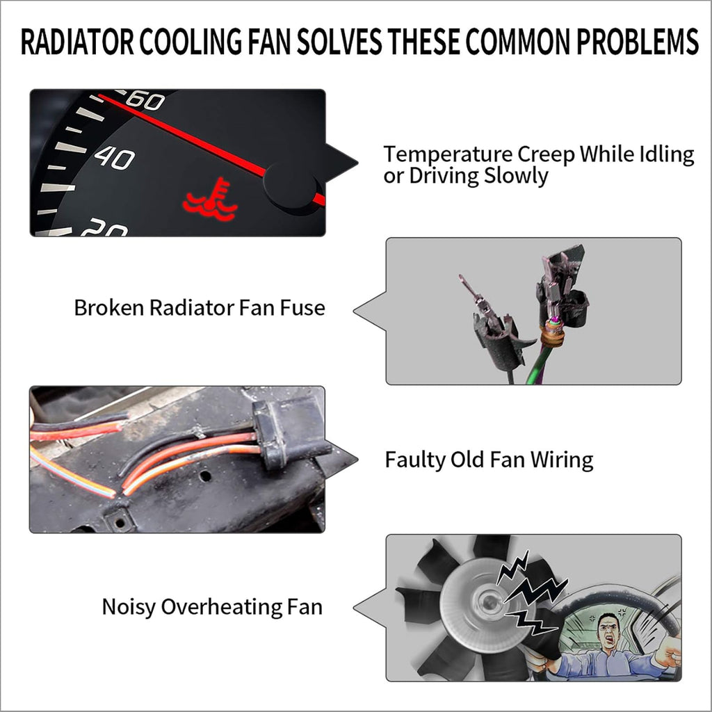 12 Inch Electric Engine Radiator Cooling Fan with Mounting Kit 1750 CFM 12 Volts Pack of 2 G9203