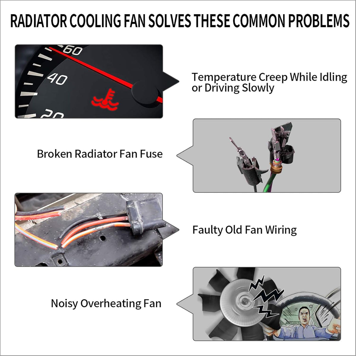12 Inch Electric Engine Radiator Cooling Fan with Mounting Kit 1750 CFM 12 Volts Pack of 2 G9203