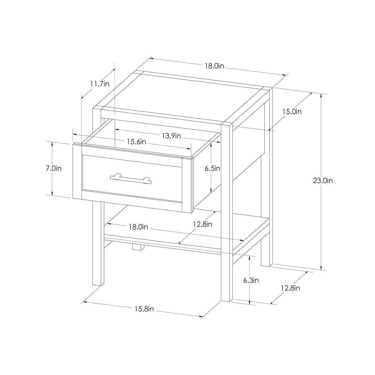 White End Table with Drawer F3940