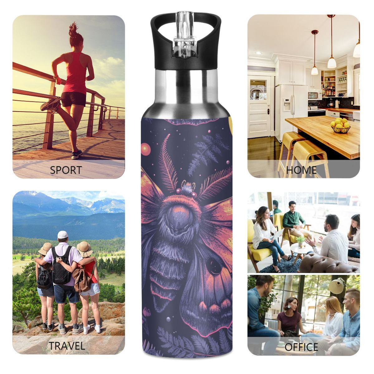 Insulated Stainless Steel Water Bottle with Straw Lid, 20 oz J10837