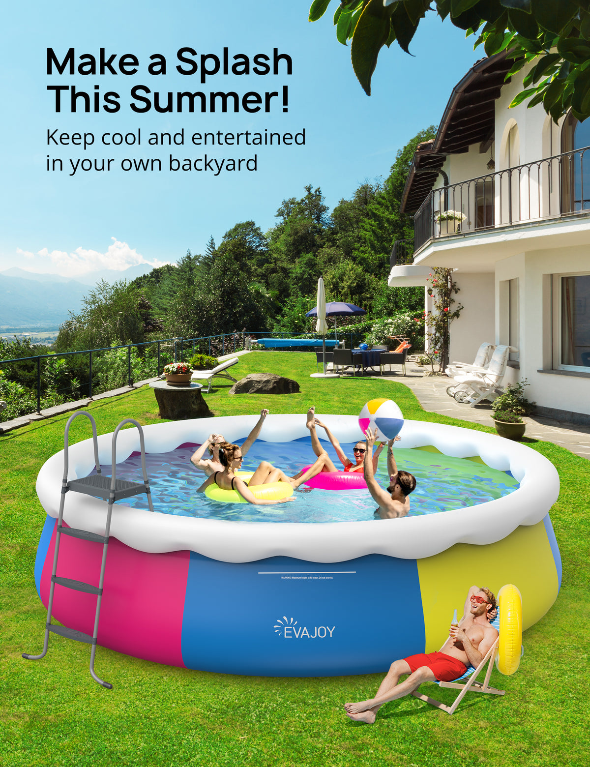 18ft *48in Above Ground Swimming Pool with Filter Pump, Ladder, Ground Cloth and Cover V994858