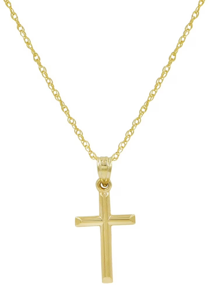 10K Yellow Gold Cross Pendant Necklace 18 in. chain V971189