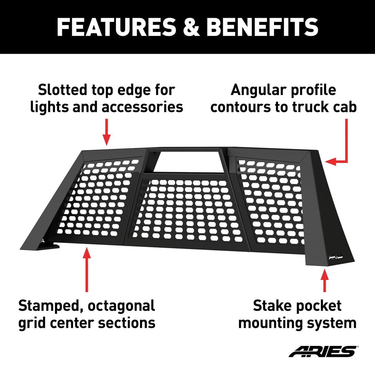 Black Aluminum Truck Headache Rack Cab Protector I14375