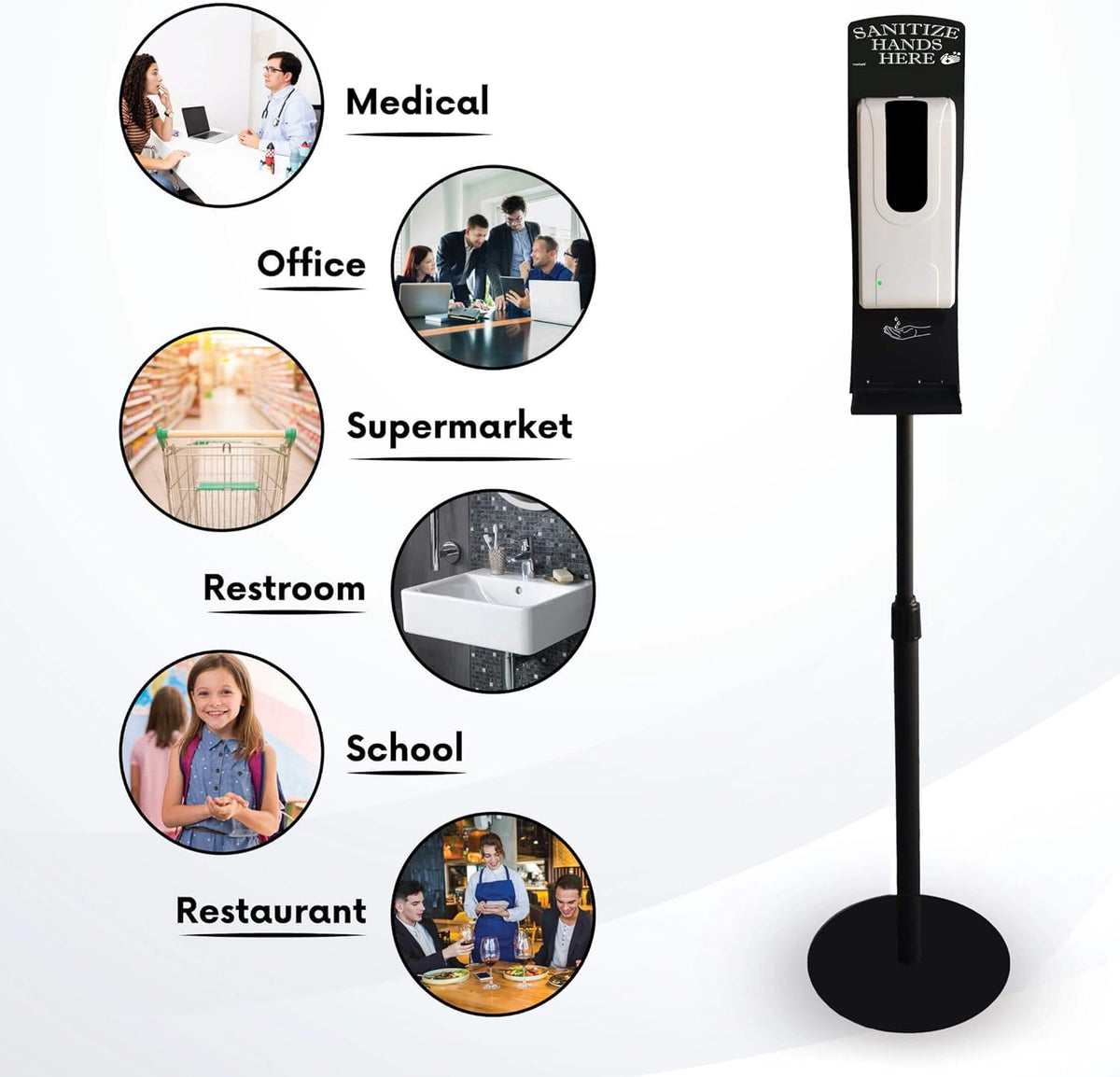 Touchless Automatic Hand Sanitizer Dispenser with Stand, Stainless Steel, Black, Pack of 2 P14296