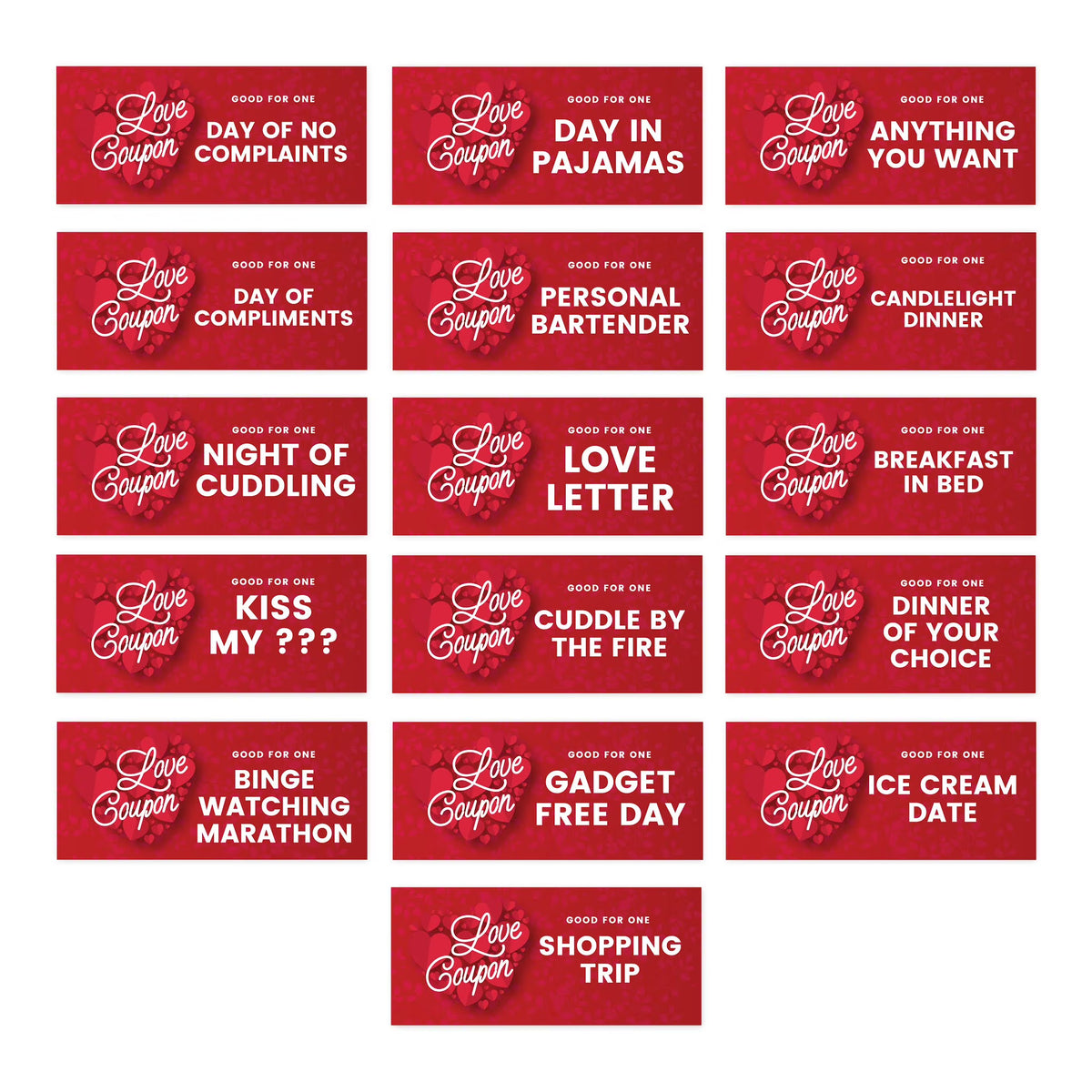 Red Hearts Love Coupons, 16-Pk C985517