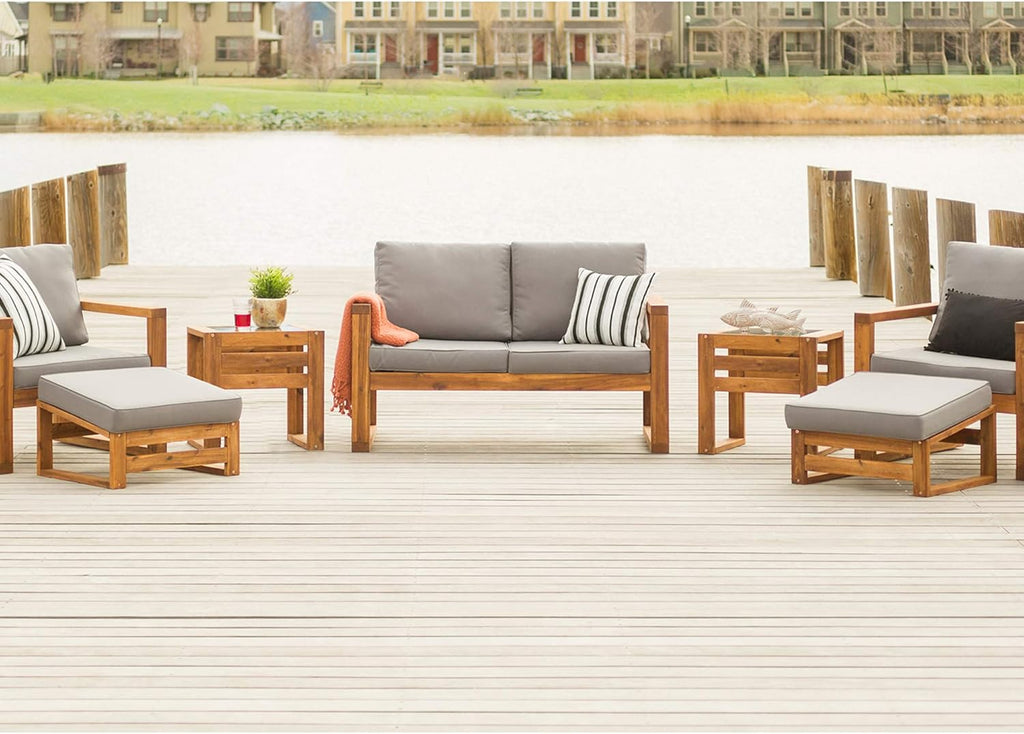 4 Piece Acacia Wood Outdoor Chat Set with Glass Top Coffee Table X55327