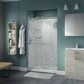 Frameless Sliding Shower Door in Nickel with Mozaic Glass E150162