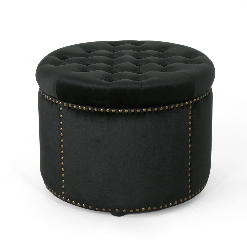 Emerald Velvet Tufted Ottoman Y22460