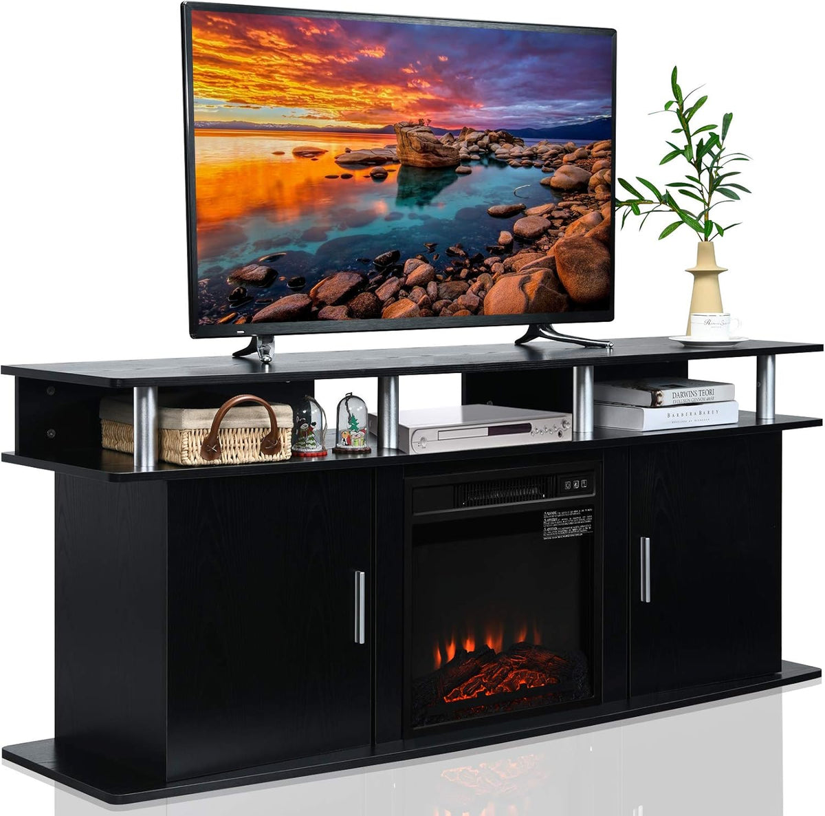 Fireplace TV Stand, Media Console Table for TVs up to 70 Inches, Electric Fireplace Cabinet with Remote N591587