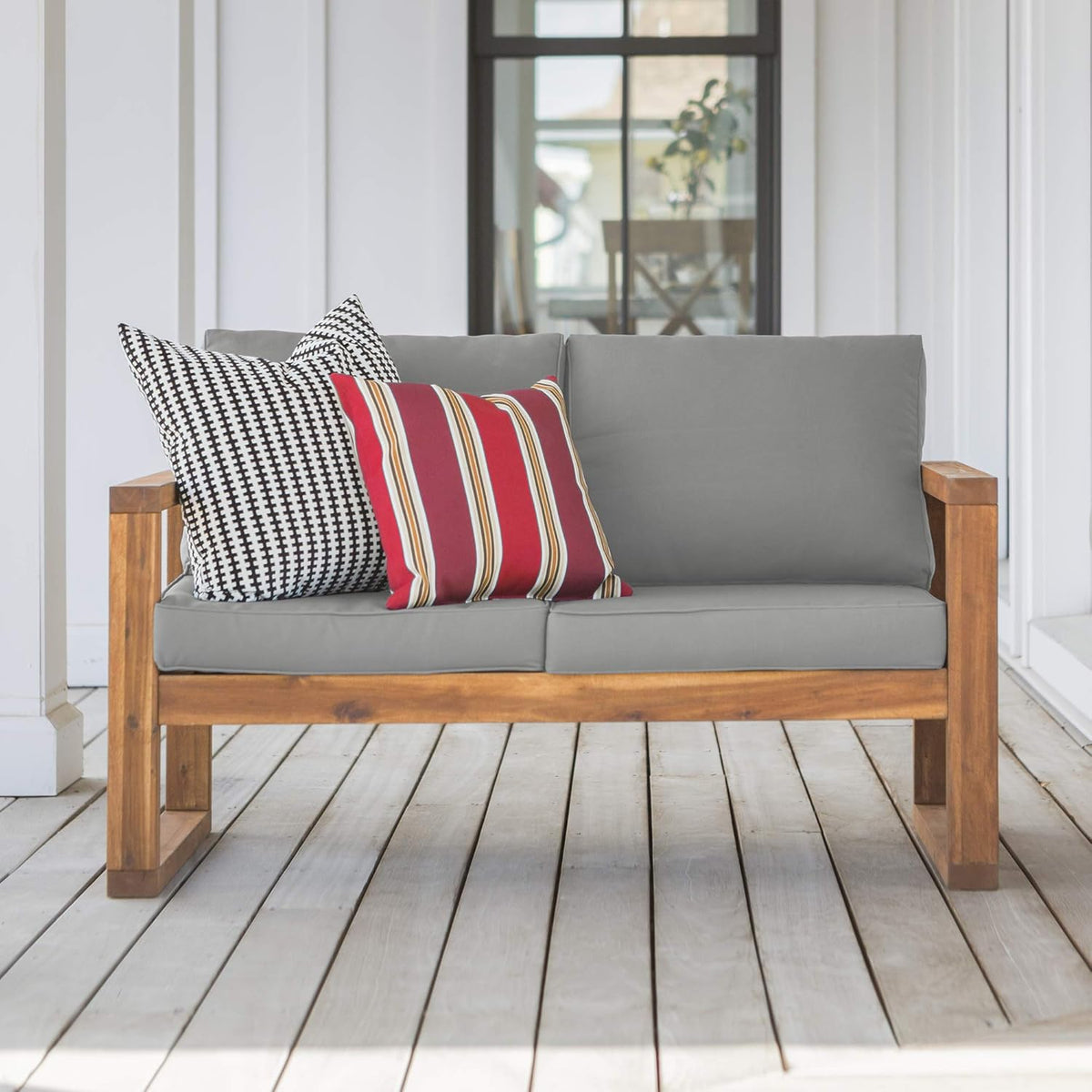 4 Piece Acacia Wood Outdoor Chat Set with Glass Top Coffee Table X55327