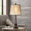 Rustic Table Lamp Aged Bronze Mica Drum Shade E32139