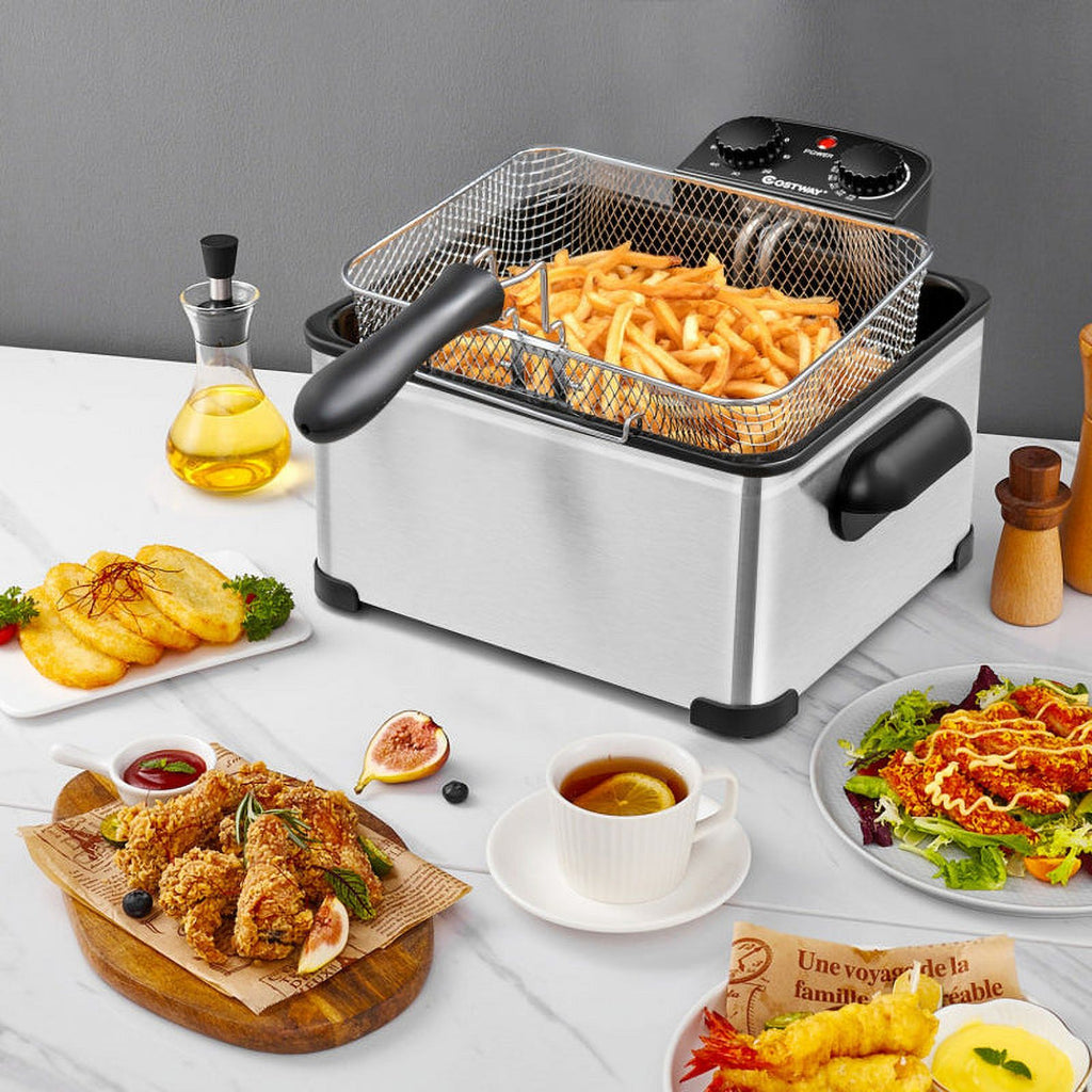 5.3Qt Stainless Steel Electric Deep Fryer with Triple Basket U332