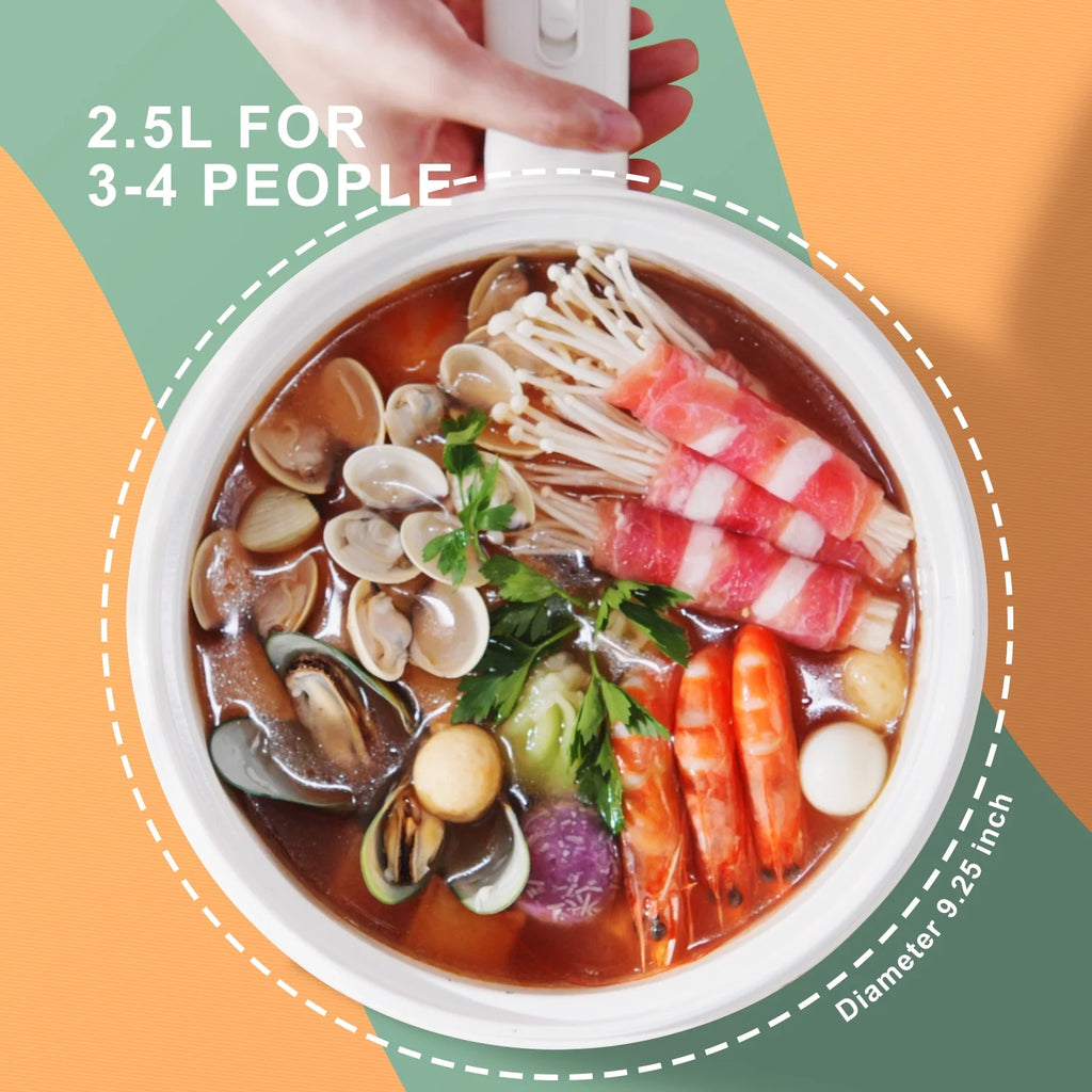 Non-Stick Electric Hot Pot with Strainer, 2.64 Quart, White U58738