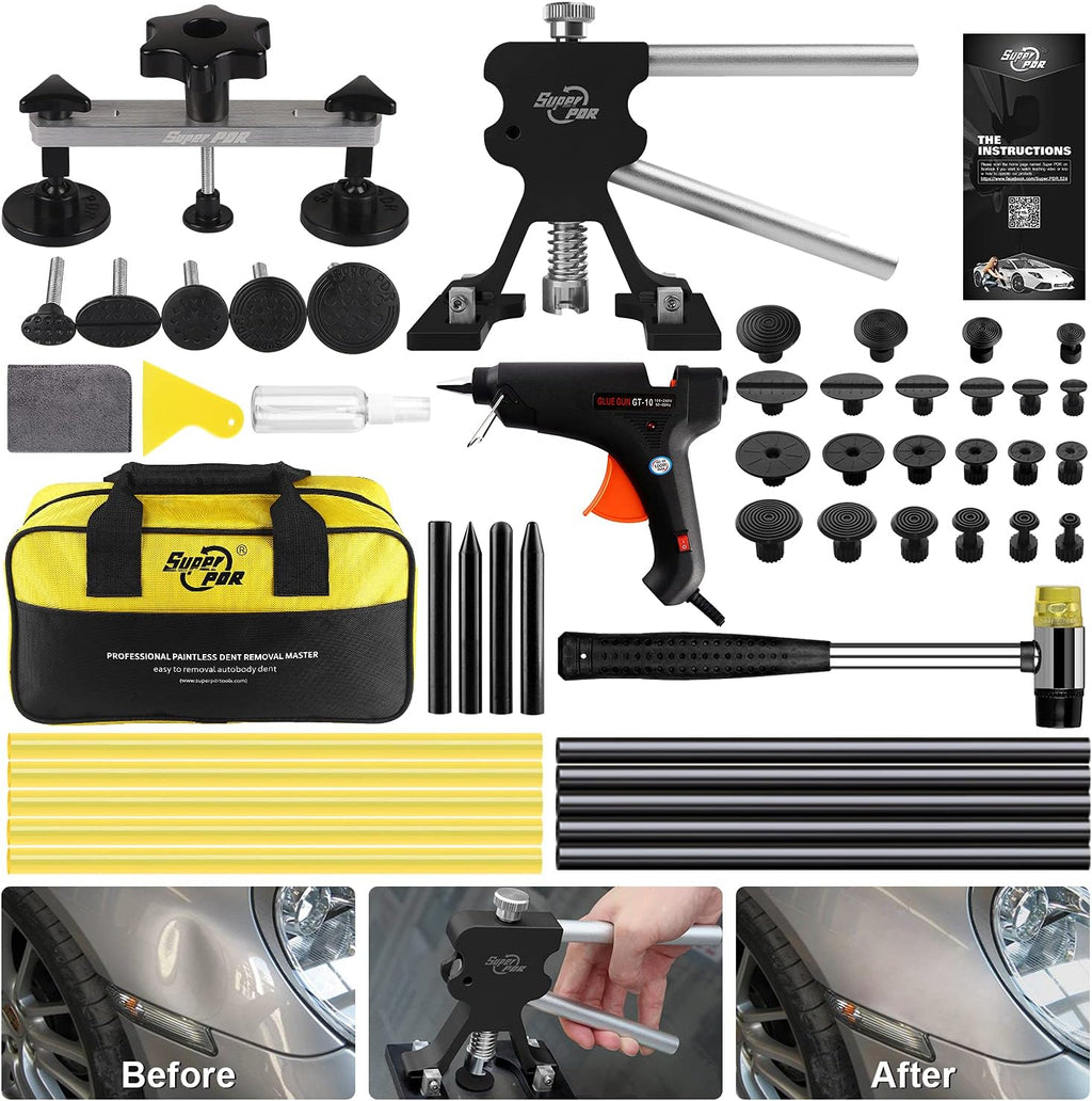 Paintless Dent Repair Kit with Adjustable Black Dent Lifter Puller and Bridge Dent Puller, Pack of 2 J6593