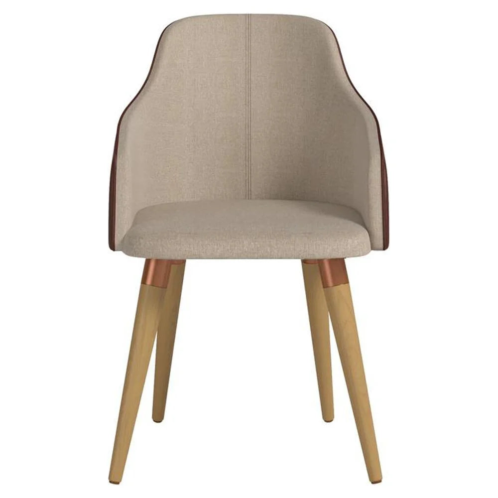 Brown Fabric Leather Accent Chair Set of 2 K589