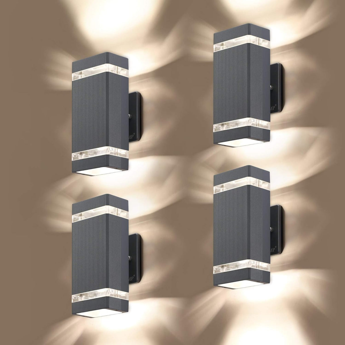 2 Pack LED Square Up and Down Outdoor Wall Light, Aluminum Waterproof 5000k 5W U560915