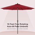 10' Outdoor Market Patio Table Umbrella with Auto Tilt and 360° Swivel, Sunbrella Canopy, Cherry S5652