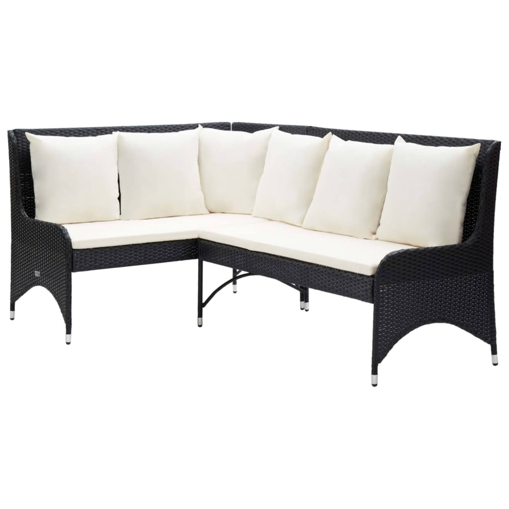 Black Poly Rattan Garden Corner Sofas 2 Pcs K829