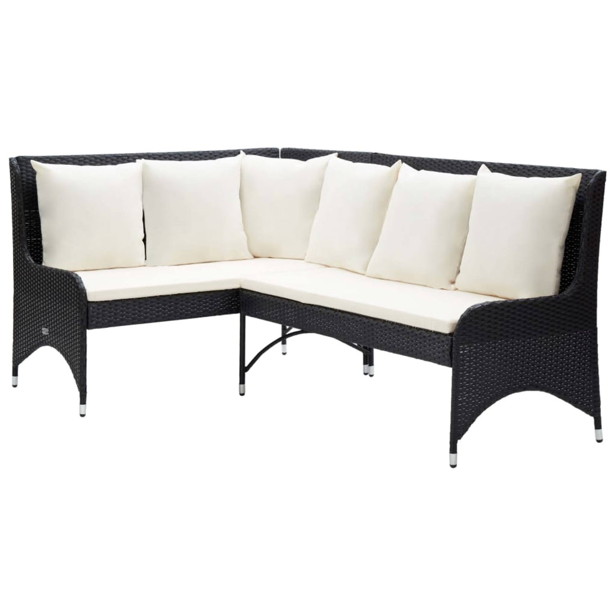 Black Poly Rattan Garden Corner Sofas 2 Pcs K829