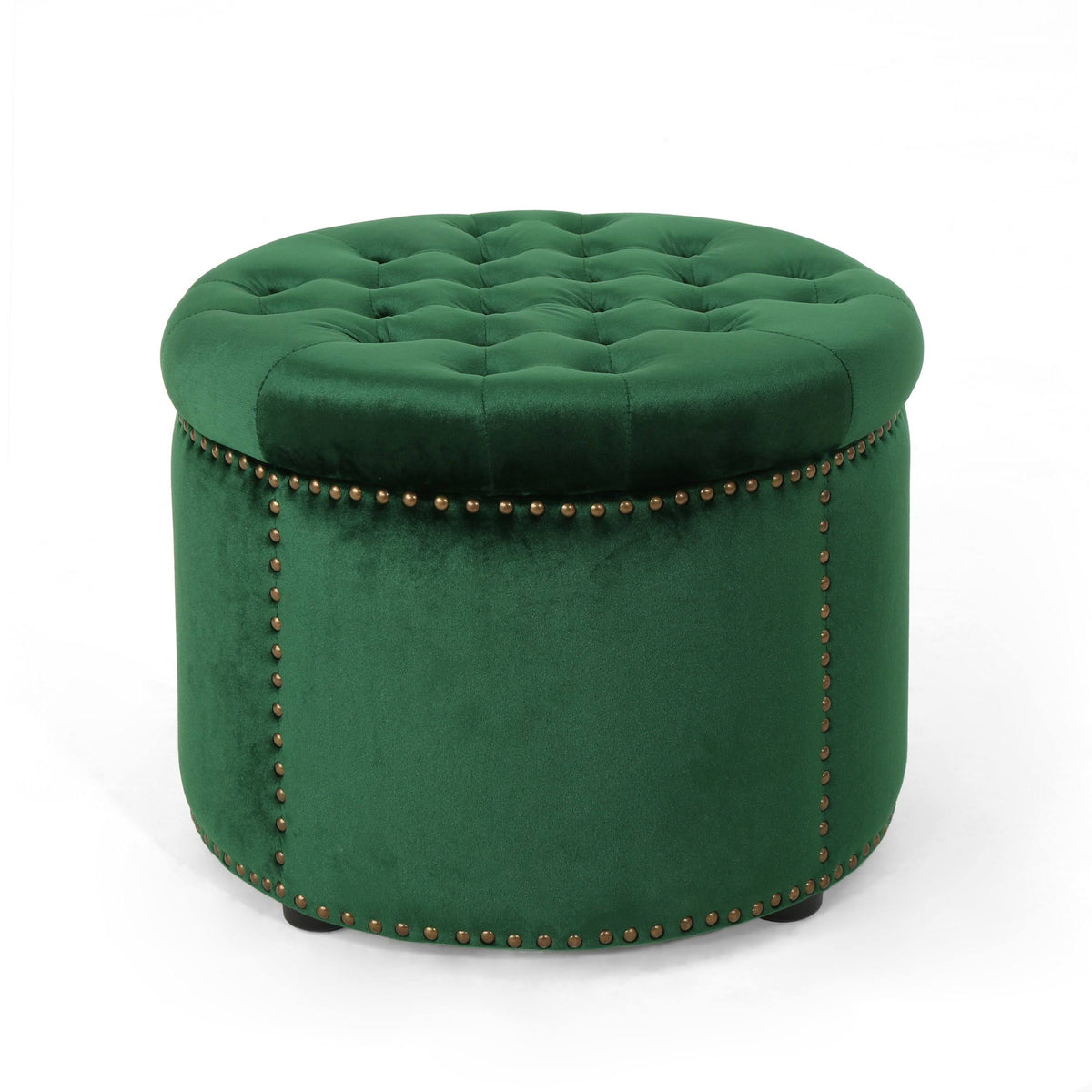 Emerald Velvet Tufted Ottoman Y22460