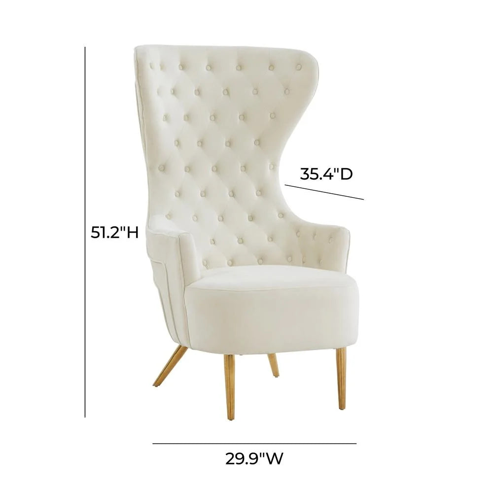 Cream Velvet Wingback Chair Z802